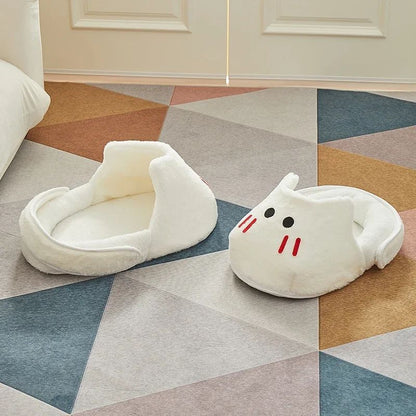 Portable Plush Slipper Cat Bed Pet